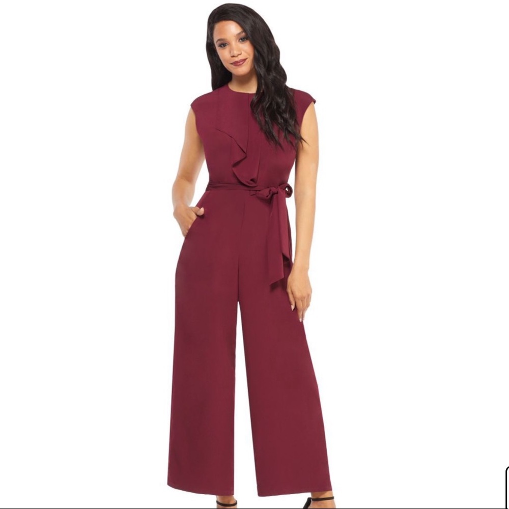 London Times Ruffles Cap Sleeve Jumpsuit 2P